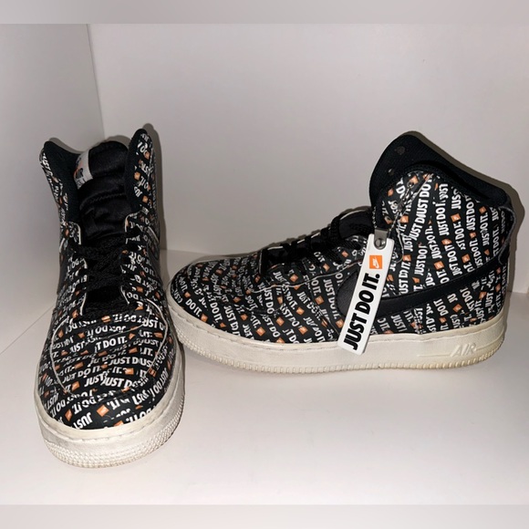 Nike Authenticated Air Force 1 High Tops Black and Orange Just Do It Size 7 - Picture 3 of 17